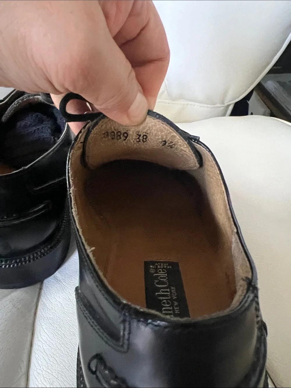 Kenneth Cole Black Leather Moc-Toe Lace-Up Dress Oxfords